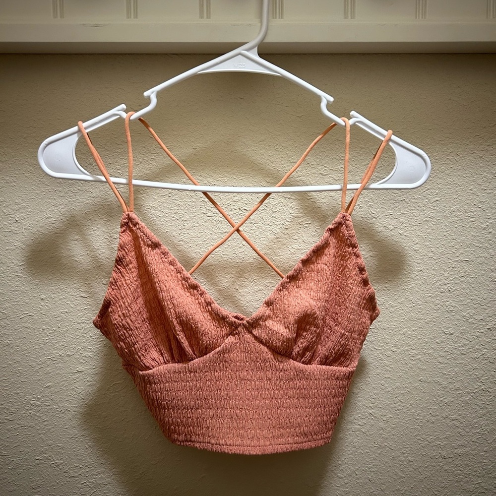 Peach Smocked Crop Top